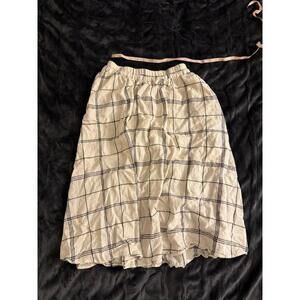A new day linen plaid skirt white with blue stripe size small knee length